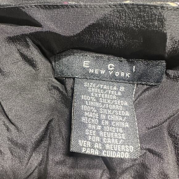 VINTAGE ECI New York Silk A-Line Dress Women Size 8 Beaded Sheer - Picture 2 of 6